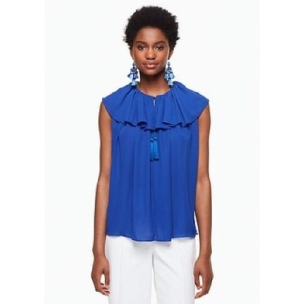 Kate Spade Blue Ruffled Top